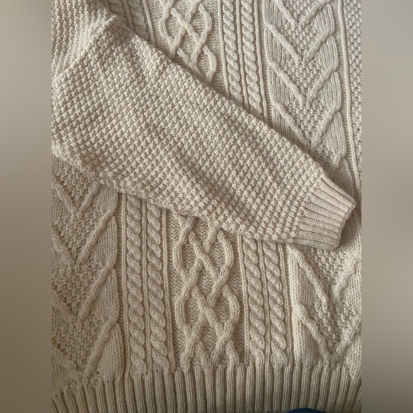 HIGHLAND HOME INDUSTRIES Scottish Wool Cable Knit Sweater Ivory Large fisherman - Picture 8 of 11